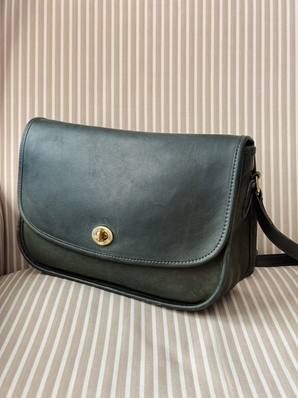 Vintage Coach Forest Green Leather City Crossbody Bag - no hang tag